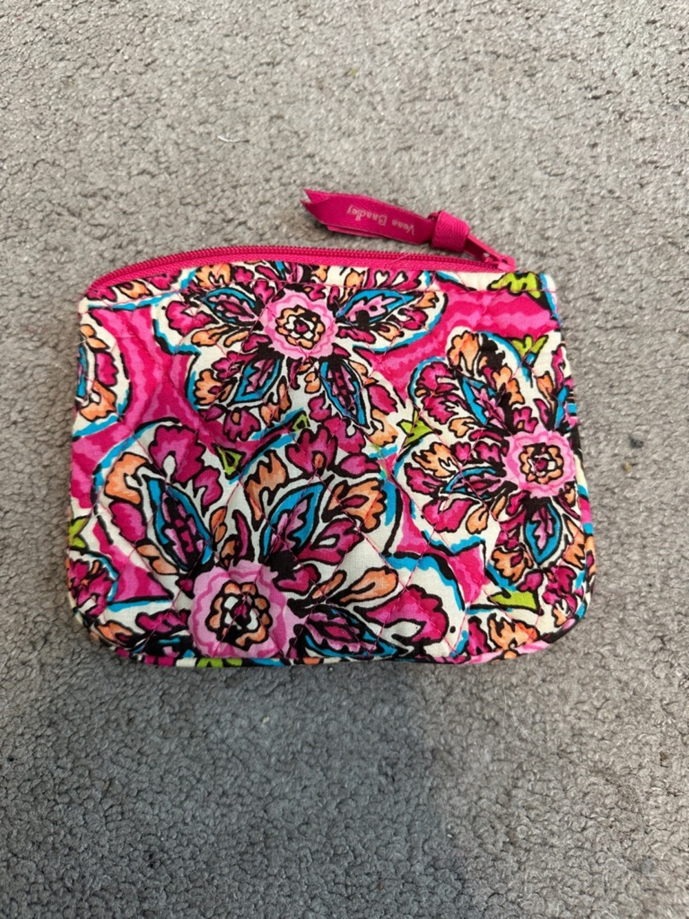 Vera Bradley Pink Multicolor Quilted Floral Cosmetic Pouch